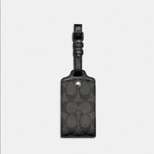 Coach Black and Grey Signature Background Coach Luggage Tag NWT Unisex